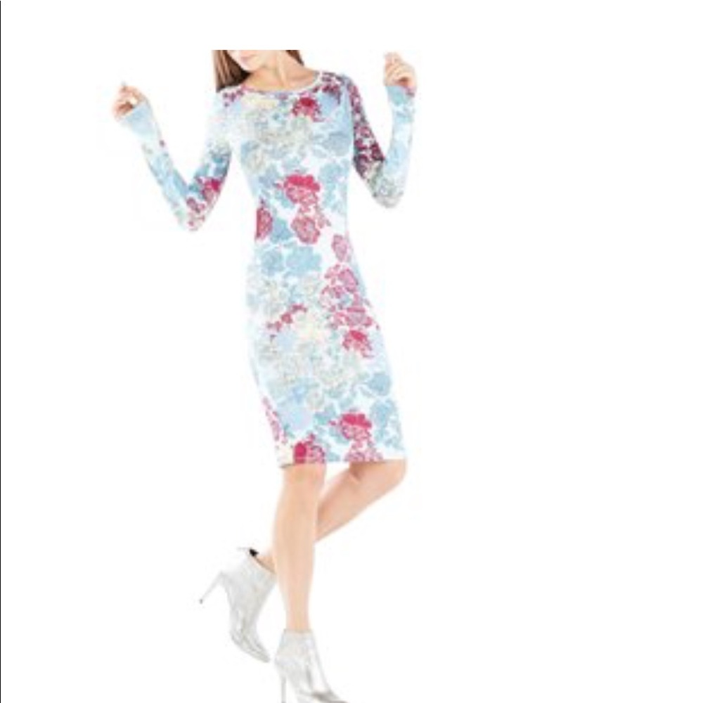 BCBG Aqua Voletta Floral Lace Print Dress SZ M